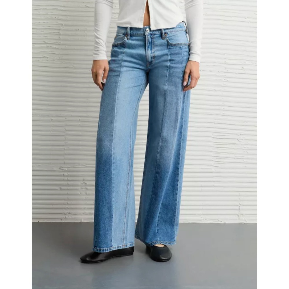 NEW American Eagle Dreamy Drape‎ Ultra Wide Leg Jeans Womens 14 Short Baggy Y2K - Picture 2 of 13